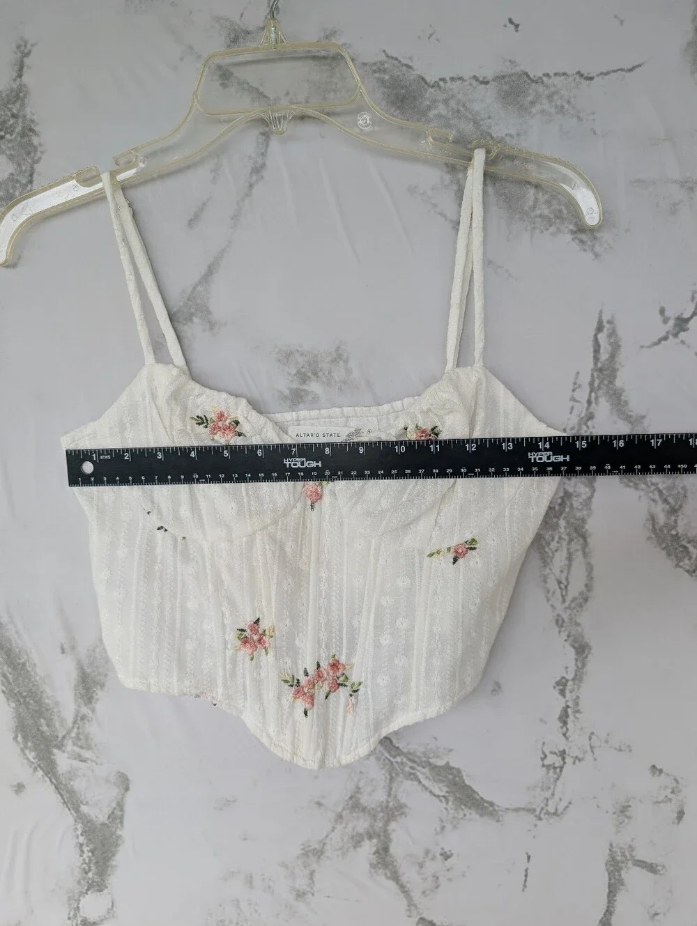 Altar'd State Women's Ivory Pink Floral Corset Cropped Tank Top Small NWT - Picture 5 of 12